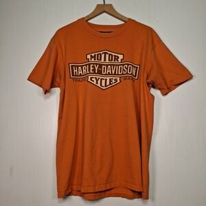 Harley-Davidson Carson City Nevada T-Shirt Mens Large Orange Graphic Logo Tee